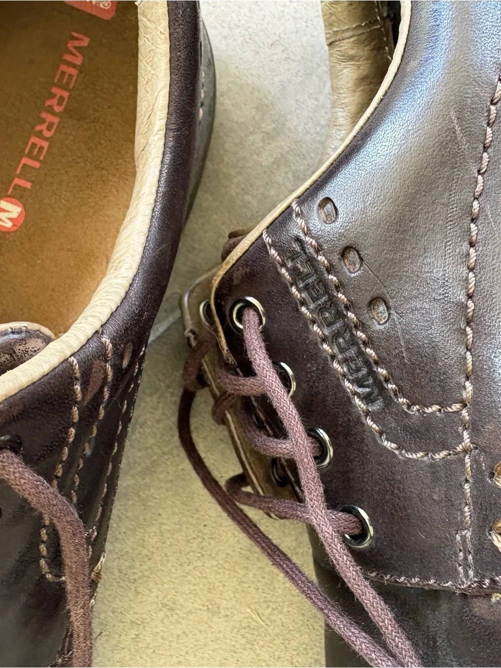 Merrell Men’s Realm Espresso Leather Lace Up Casual Walking Shoes Size 9 Work